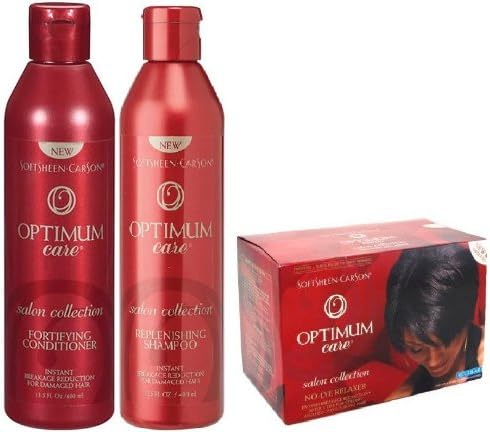 SoftSheen Carson Optimum Care Shampoo+Conditioner+Relaxer Set Plus 1 Free of Apple EYE Pencil Color: Radiant Blue (Regular Relaxer Set)