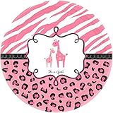 Amscan Sweet Safari Girl Baby Shower Party Round Paper Plates (18 Piece), 10-1/2", Pink