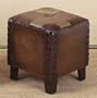 Beautiful Bi-Cast Leather SQUARE OTTOMAN with FANCY LACE STITCHING
