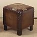 Beautiful Bi-Cast Leather SQUARE OTTOMAN with FANCY LACE STITCHING