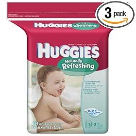 Huggies Naturally Refreshing Baby Wipes, Refill, 184-Count Pack (Pack of 3)