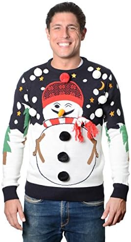 RWB Unisex Snowman Ugly Christmas Sweater Navy, Small