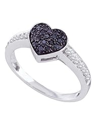 0.34CTW BLACK DIAMOND HEART RING