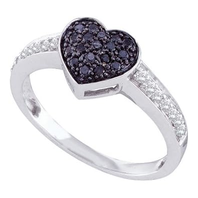 Cheap Girls Jewelry 0.34CTW BLACK DIAMOND HEART RING For Sale