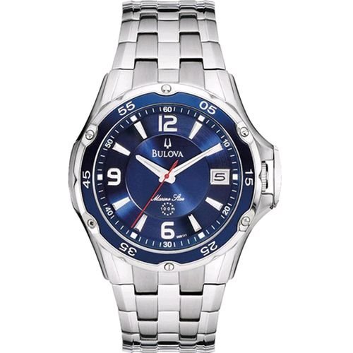 Bulova Men's 98B111 Marine Star Stainless Steel Bracelet Blue Dial Watch.