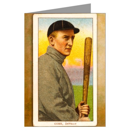 Single Greeting Card of Ty Cobb At Bat with the Detroit Tigers Baseball Trading cards