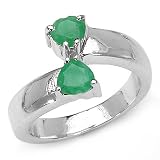 0.90 Carat Genuine Emerald Sterling Silver Ring