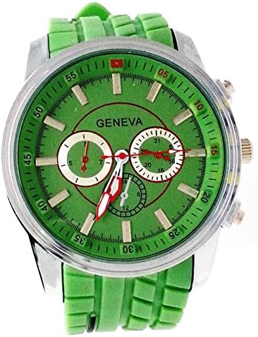 WatchSport® Sports mens Womans Kids 3 eye Big Dial Silicone watch-Green