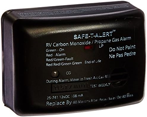Marine Technologies 25-741-BL Black Safe-T-Alert Surface Mount Combination Dual Carbon Monoxide/LP Gas Alarm