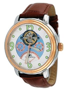 Adee Kaye #AK7212-M7 Men's Open Heart Partial Skeleton Display Automatic Retrograde Watch
