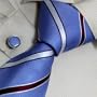 Blue Striped Silk Ties for Men Blue Stripes Gift Idea Italian Style Silk Neck Tie Cufflinks Set 8086