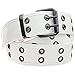 moonsix Canvas Web Belts for Men,Solid Color Casual Double Hole Grommet Belt,White