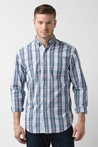 Tall Short Sleeve Poplin Button Down Plaid Woven Shirt