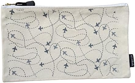 Canvas Pouch -All Purpose Personal Gadget Organizer, Multi-use Toiletry Bag, Cosmetic Case, Travel Organizer, Tech Accessories, Bill Organizer, First Aid Kit, Dopp Bag(12.5"x7.5") (12.5 IN, AIRPLANES)