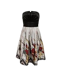 Strapless Cocktail Short Sleeveless Floral Print Evening Dress/Bridesmaid Dress 