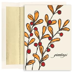 Berry Branches On Ecru Christmas Cards -