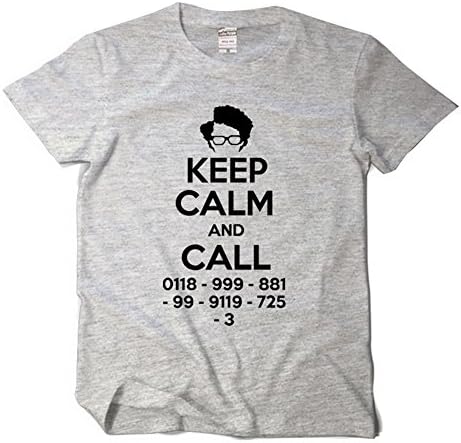 The IT Crowd Moss Shirts for Adult Keep Calm and Call T-Shirt (US L = Lable XL, Grey)