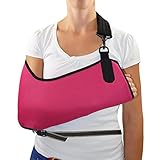 ULTRA COMFORT Arm Sling (Raspberry/M) Extra deep sling pouch, arm-fix waist-strap, soft padded neck strap. Easy-fit, ultimate feel-safe breathable comfort. Fast delivery, Unisex.