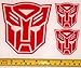 Transformers - Autobot Set of 3 HQ Single Color Red Vinyl Sticker Decals