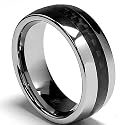 8MM Dome Men's Tungsten Carbide Ring Wedding Band W/ Carbon Fiber Inaly sizes 8 to 12