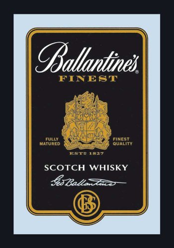 Empire Merchandising 537492 Ballantines Whiskey Black - Bedruckter Spiegel mit Kunststoff Rahmen in Holzoptik, Kult-Spiegel - Gr&ouml;sse 20 x 30 cm