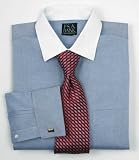 Traveler Pinpoint Solid Spread Collar,French Cuff Dress Shirt Big or Tall