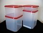 Tupperware Modular Mates 4 Pcs Square Set Red Seals