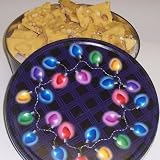 Scott's Cakes Macadamia Nut Brittle in a Christmas Lights Tin