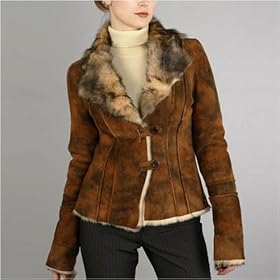 Ladies Two Tone Merino Shearling Jacket by Luxury Lane