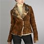 Women's Two Tone Merino Shearling Jacket - Misses Dusty Brown X-Large
