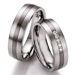 Partnerringe Trauringe aus Titan und Edelstahl 5 Brillanten