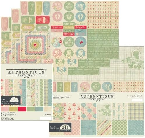 Authentique Paper Precious Collection Bundle: 01-Kit 12"X12" + 03-Elements Seals/Tags/Words/Alphas/Frames + 01-Cardstock Pad 6"X6" 24/Sheets