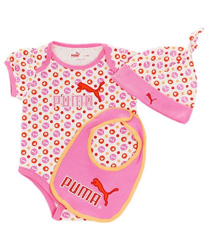 Puma Girls Bodysuit, Bib, & Cap 3 piece set Aurora Pink Size 0 3 months on Travel Gear Bag Travel Gear Bag Puma Girls Bodysuit, Bib, & Cap 3 piece set Aurora Pink Size 0 3 months