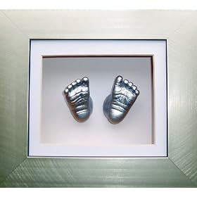 BabyRice Baby Casting Kit with 6x5" brushed Silver effect 3D Box Display Frame / Silver Metallic Paint by BabyRice