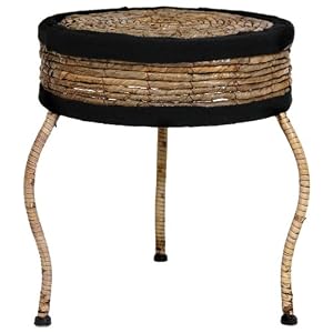 Rustic Rattan Look Small Display Stand - 14 Round Top Banana Leaf Wrapped Plant Stand... by ORIENTAL FURNITURE