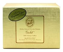 Aloha Island Coffee KONA-PODS - Gold, Premiere Kona Magnum Opus, 10 Gr 100% Pure Kona Coffee Pods, 18 Count Box