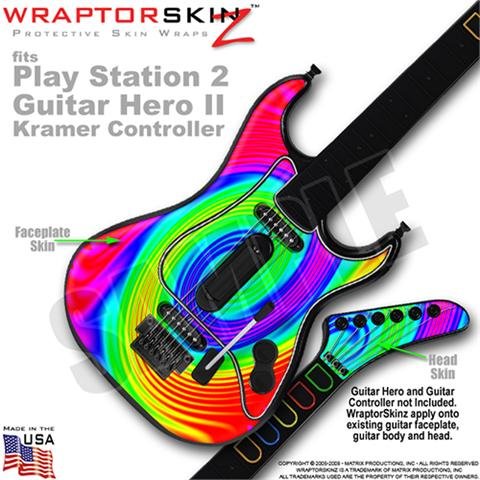 Rainbow Swirl Skin by WraptorSkinz TM fits PS2 Guitar Hero II ( 2 ) Kramer Guitar Controllers (GUITAR NOT INCLUDED)