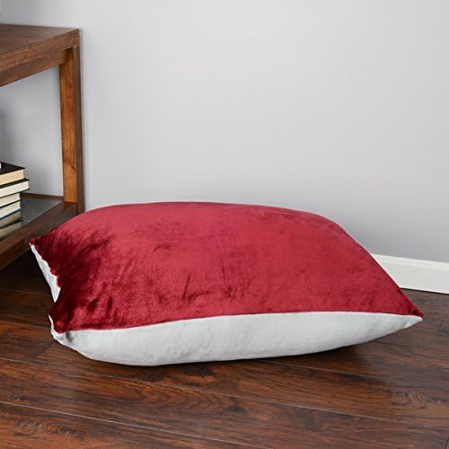 Oversized Plush Floor Cushion (28 x 36 inches), Tan/Red
