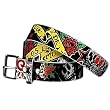SILVER SKULLS ROSES BLACK RED GRAFITTI PRINT BELT -S SILVER SKULLS ROSES BLACK RED GRAFITTI PRINT BELT -S