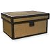 Storage Box with Lid - Rectangular Brown Woven Fiber