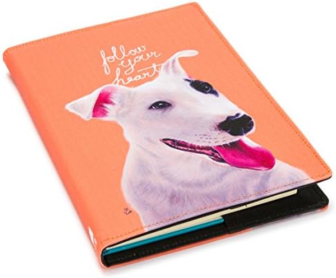 Bull Terrier Print Refillable Notebook Cover, Size A5 Orange Color