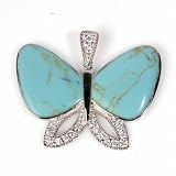 Silver Cubic Zirconia Stone Pendants, Size: 32mm (1.3 inches)