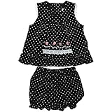 【H28年春物】(日本製) Pample Mousse(パンプルムース) 水玉いちご刺繍入りミルキースーツ 70cm/BK NO.DP-61404