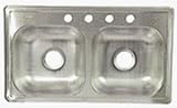 Sterling 14619-4-NA Double Bowl Speciality Sink 6 Deep Stainless Steel
