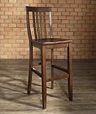 (Set of 2) School House Bar Stool in Mahogany Finish with 30 Inch Seat Heig ....
