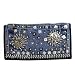 Denim Silver Beaded Checkbook Wallet Crafted from Vintage Denim, 7 1/2" x 4"
