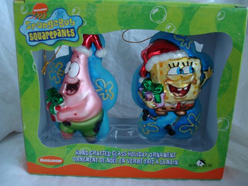 Kitchen: Nickelodeon Spongebob Squarepants & Patrick Hand crafted Glass Holiday Ornament