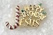 Club Pack of 12 Christmas Jewelry "Happy Birthday Jesus" Candy Cane Pins