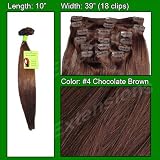 10" Inch #4 Chocolate Brown Pro Extensions Human Hair Extensions