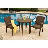 Soho 3 Piece Armchair Bistro Group in Java Brown Fabric SU-714